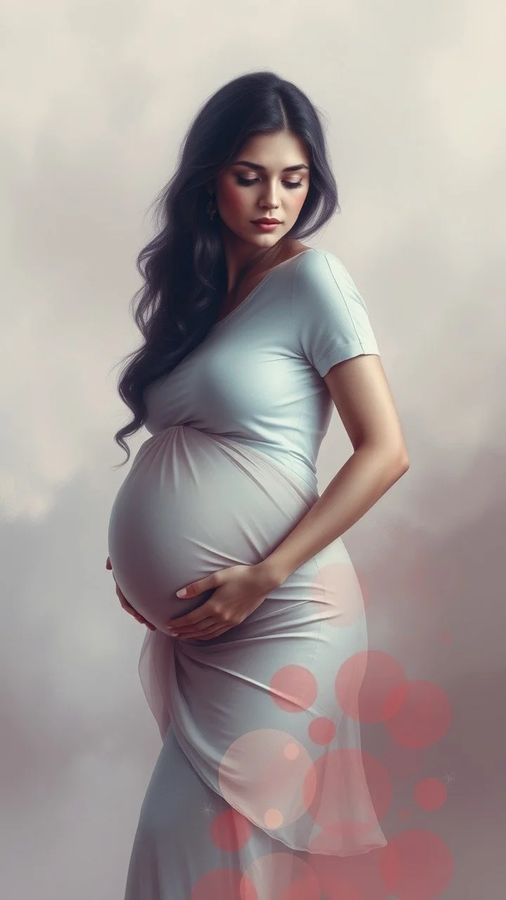 Pregnant woman looking away dreamy vibes abstract calm