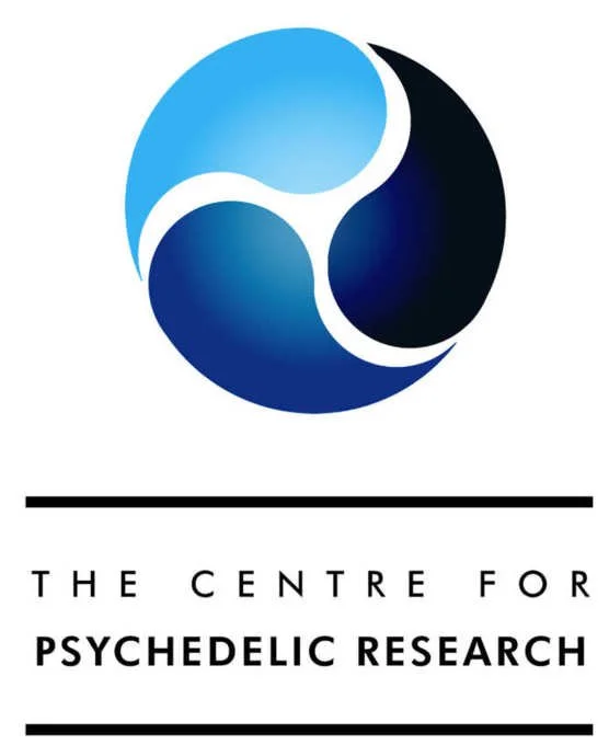 Logo of the Center for Psychedelic Research featuring a circular design with blue and black sections and text below.