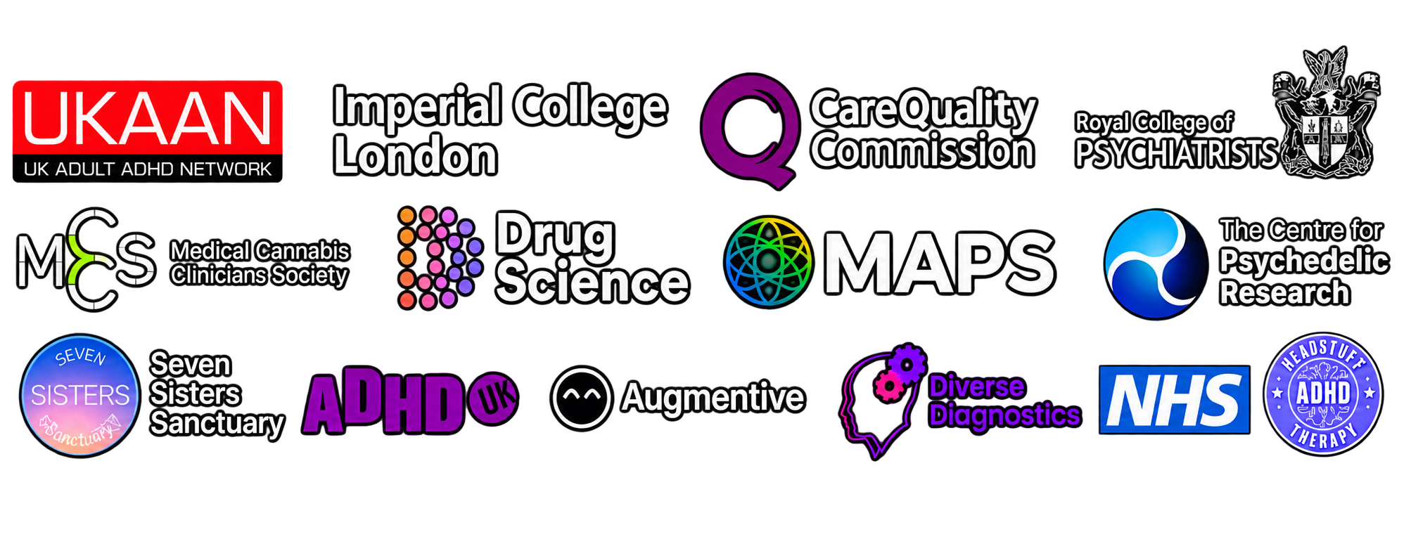 Logos of organisations Neurohaven supports